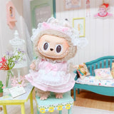 Labubu Doll Student Maid Dress Set – 17cm Plush Outfit with Uniform-Style Dress and Hairpin Accessories for Cute Collector Styling