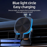 Magnetic Car Phone Holder with RGB Lighting: Wireless 30W Charger for iPhone 14, 13, 12 Pro Max - Fast Charging with Macsafe Compatibility