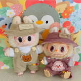 Labubu Doll Animal Overalls Fashion Set – Cute White Shirt, Hat & Outfit Accessories for 17cm Plush Dolls