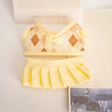 17cm Labubu Idol Dolls British Couple Sweater Outfit – Cute JK Skirt Suit Clothing Set for Mini Plush Doll Accessories & Styling Gifts