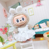 Labubu Doll Student Maid Dress Set – 17cm Plush Outfit with Uniform-Style Dress and Hairpin Accessories for Cute Collector Styling
