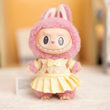 17cm Labubu Idol Dolls British Couple Sweater Outfit – Cute JK Skirt Suit Clothing Set for Mini Plush Doll Accessories & Styling Gifts