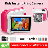Children's Instant Print Camera: Digital Video Camera with Built-in Thermal Printer, Doesn't Require Ink, Selfie Functionality