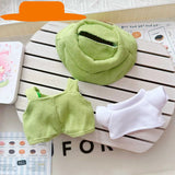 Labubu I & II Doll Animal Overalls Set – 17cm Plush Outfit with White T-Shirt & Hat Doll Clothes Accessories for Cute Display