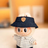 Plaid Shirt, Jeans & Hat Outfit Set for 17cm Labubu Dolls – Trendy Three-Piece Fashion Clothes Accessories