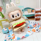 Labubu Doll To-Go Bag & Bedding Set – 17cm Plush Doll Accessories with Crossbody Carry Bags & Sleeping Bed for DIY Travel Play