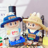 Turtle Shell Hooded Outfit Set for 17cm Labubu Dolls – Overalls, Hat & Shirt Plush Accessories for Vinyl Fans