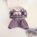 17cm Labubu Idol Dolls British Couple Sweater Outfit – Cute JK Skirt Suit Clothing Set for Mini Plush Doll Accessories & Styling Gifts