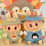 Labubu Doll Animal Overalls Fashion Set – Cute White Shirt, Hat & Outfit Accessories for 17cm Plush Dolls
