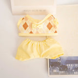 17cm Labubu Idol Dolls British Couple Sweater Outfit – Cute JK Skirt Suit Clothing Set for Mini Plush Doll Accessories & Styling Gifts