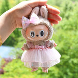 Labubu V1 Doll Wedding Dress Outfit – 17cm Vinyl Pendant Clothes Set with Elegant Uniform-Style Gown Accessories for Girls