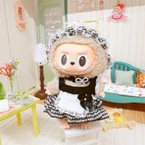 Labubu Doll Student Maid Dress Set – 17cm Plush Outfit with Uniform-Style Dress and Hairpin Accessories for Cute Collector Styling