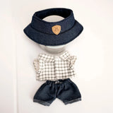 Plaid Shirt, Jeans & Hat Outfit Set for 17cm Labubu Dolls – Trendy Three-Piece Fashion Clothes Accessories