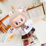 Labubu Doll Student Maid Dress Set – 17cm Plush Outfit with Uniform-Style Dress and Hairpin Accessories for Cute Collector Styling