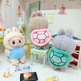 Turtle Shell Hooded Outfit Set for 17cm Labubu Dolls – Overalls, Hat & Shirt Plush Accessories for Vinyl Fans