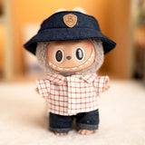Plaid Shirt, Jeans & Hat Outfit Set for 17cm Labubu Dolls – Trendy Three-Piece Fashion Clothes Accessories