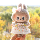 Labubu V1 Doll Wedding Dress Outfit – 17cm Vinyl Pendant Clothes Set with Elegant Uniform-Style Gown Accessories for Girls