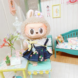 Labubu Doll Student Maid Dress Set – 17cm Plush Outfit with Uniform-Style Dress and Hairpin Accessories for Cute Collector Styling