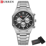 CURREN Fashion Quartz Wristwatch: Casual Stainless Steel Band with Chronograph, Waterproof Men's Timepieces