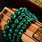 Men's Green Malachite Bracelet – High-Quality Crystal Charm Bangle with Buddhist Beads | Fashion Jewelry Birthday Gift