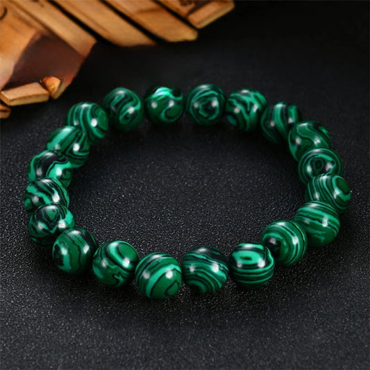 Men's Green Malachite Bracelet – High-Quality Crystal Charm Bangle with Buddhist Beads | Fashion Jewelry Birthday Gift