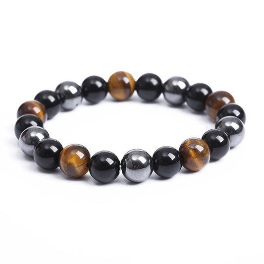 Men's Magnetic Tiger Eye & Hematite Stone Bracelet – Health Protection & Weight Loss Support | Fashion Jewelry