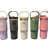 Stanley Tumbler 30oz/887ml with Straw Lids: Stylish Stainless Steel Coffee Thermos for On-the-Go