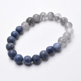 Men's 8mm Natural Gray Crystal & Blue Coral Beaded Bracelet – Fashion Jewelry Gift