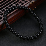 Men's Black Agate & Onyx Beaded Bracelet – Natural Stone Stretch Yoga Healing Jewelry