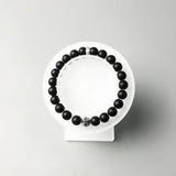 Silver Cross Bead Karma Bracelet – Matte Black Obsidian | European Style Fashion Jewelry Gift