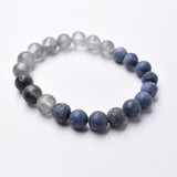 Men's 8mm Natural Gray Crystal & Blue Coral Beaded Bracelet – Fashion Jewelry Gift