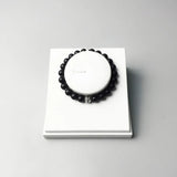 Silver Cross Bead Karma Bracelet – Matte Black Obsidian | European Style Fashion Jewelry Gift