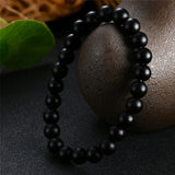 Men's Black Agate & Onyx Beaded Bracelet – Natural Stone Stretch Yoga Healing Jewelry