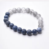 Men's 8mm Natural Gray Crystal & Blue Coral Beaded Bracelet – Fashion Jewelry Gift