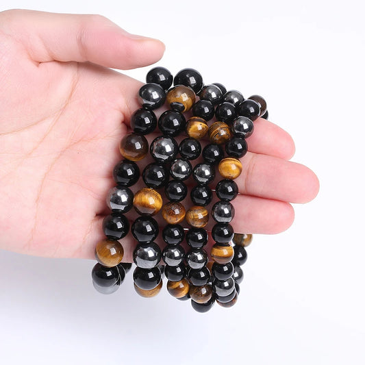 Men's Magnetic Tiger Eye & Hematite Stone Bracelet – Health Protection & Weight Loss Support | Fashion Jewelry