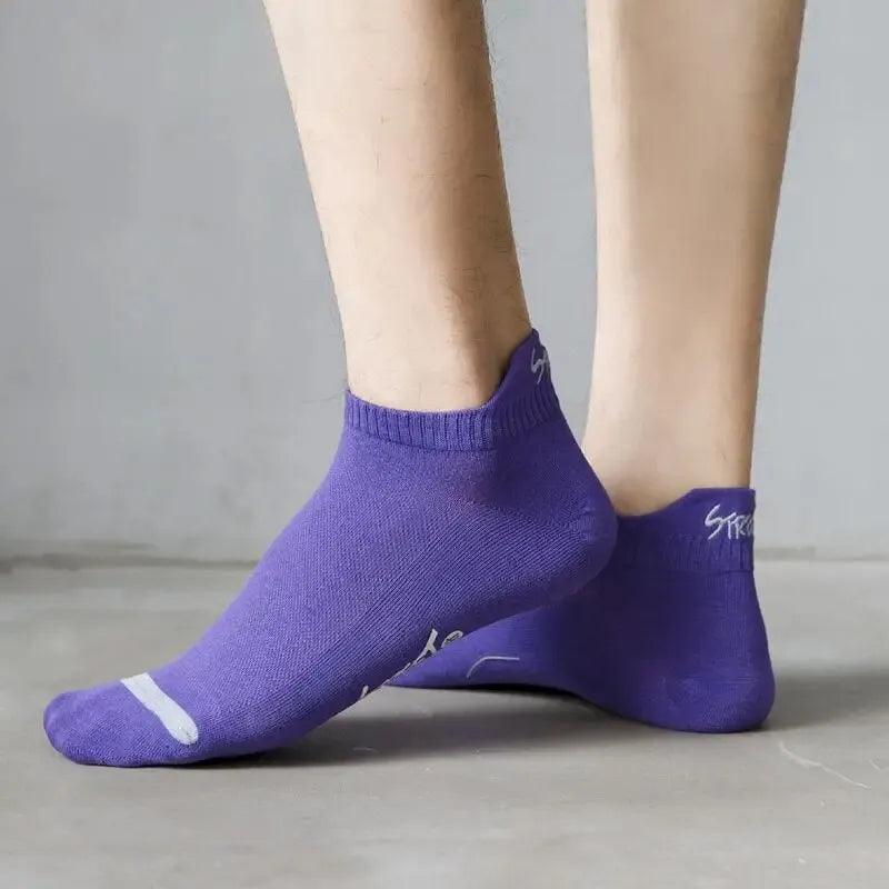 5 Pairs Bright Color Ankle No Show Socks Men Breathable Street Fashion Sport Deodorant Invisible Travel Running Socks - Mmuz Store