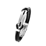 Polished Stainless Steel Lover Bracelet – Men's Rhombus Arc Design with Thick Silicone Band | Fashion Jewelry Bangle