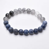 Men's 8mm Natural Gray Crystal & Blue Coral Beaded Bracelet – Fashion Jewelry Gift