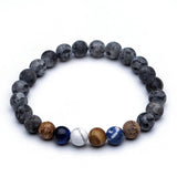 Labradorite & White Turquoise Stretch Bracelet – Natural Stone Charm Elastic Jewelry