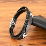 Men's Braided Genuine Leather Bracelet – Fashion Charm with Stainless Steel Double-Safety Clasps | Ideal Birthday Gift