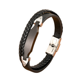 Men's Braided Genuine Leather Bracelet – Fashion Charm with Stainless Steel Double-Safety Clasps | Ideal Birthday Gift