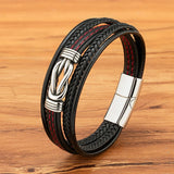 Men's Creative Multilayer Braided Genuine Leather Bracelet – Stainless Steel Magnetic Clasp | Stylish Bangle Birthday Gift