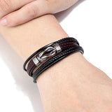 Men's Creative Multilayer Braided Genuine Leather Bracelet – Stainless Steel Magnetic Clasp | Stylish Bangle Birthday Gift