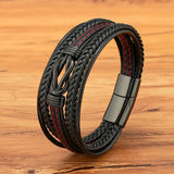 Men's Creative Multilayer Braided Genuine Leather Bracelet – Stainless Steel Magnetic Clasp | Stylish Bangle Birthday Gift