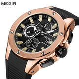 MEGIR Men's Fashion Sport Quartz Watch: Waterproof, Chronograph, Silicone Strap