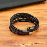 Men's Creative Multilayer Braided Genuine Leather Bracelet – Stainless Steel Magnetic Clasp | Stylish Bangle Birthday Gift