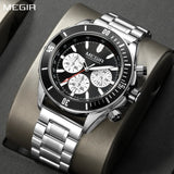 MEGIR Men's Luxury Chronograph Quartz Business Watch: Waterproof, Luminous, Big Dial