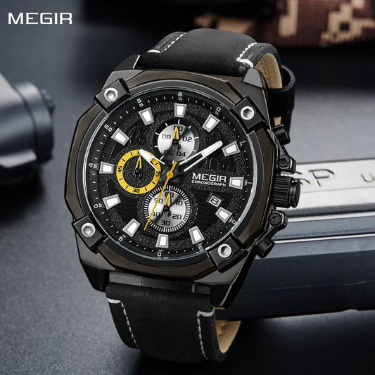 MEGIR Men's Quartz Chronograph Watch: Luxury Military Sports Timepiece