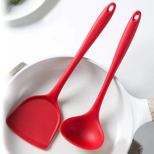 Silicone Cooking Utensils Set: Spoon, Spatula, and Scoop, Essential Baking Tools with Handles