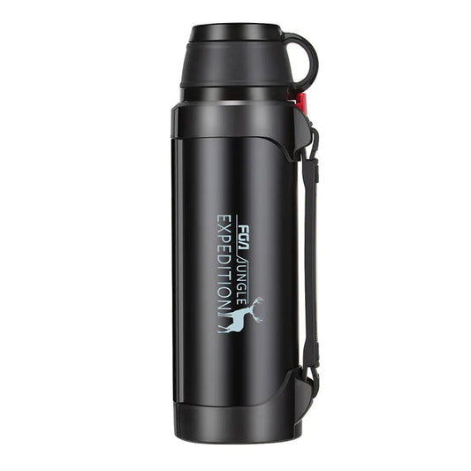 Stainless Steel Military Water Bottle - Portable Travel Thermos for Tea and Coffee, Large Cup Mugs, 1200/1900ML